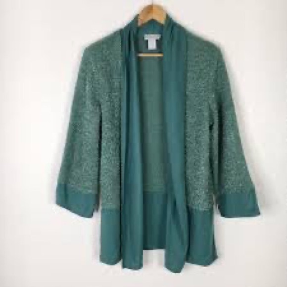 Soft Surroundings Sweaters - Soft Surroundings Wool Boucle Cardigan in Teal